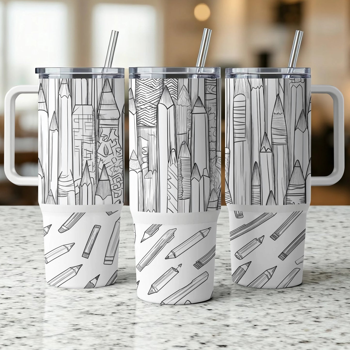 Pencil Design - 40oz Printed Tumbler