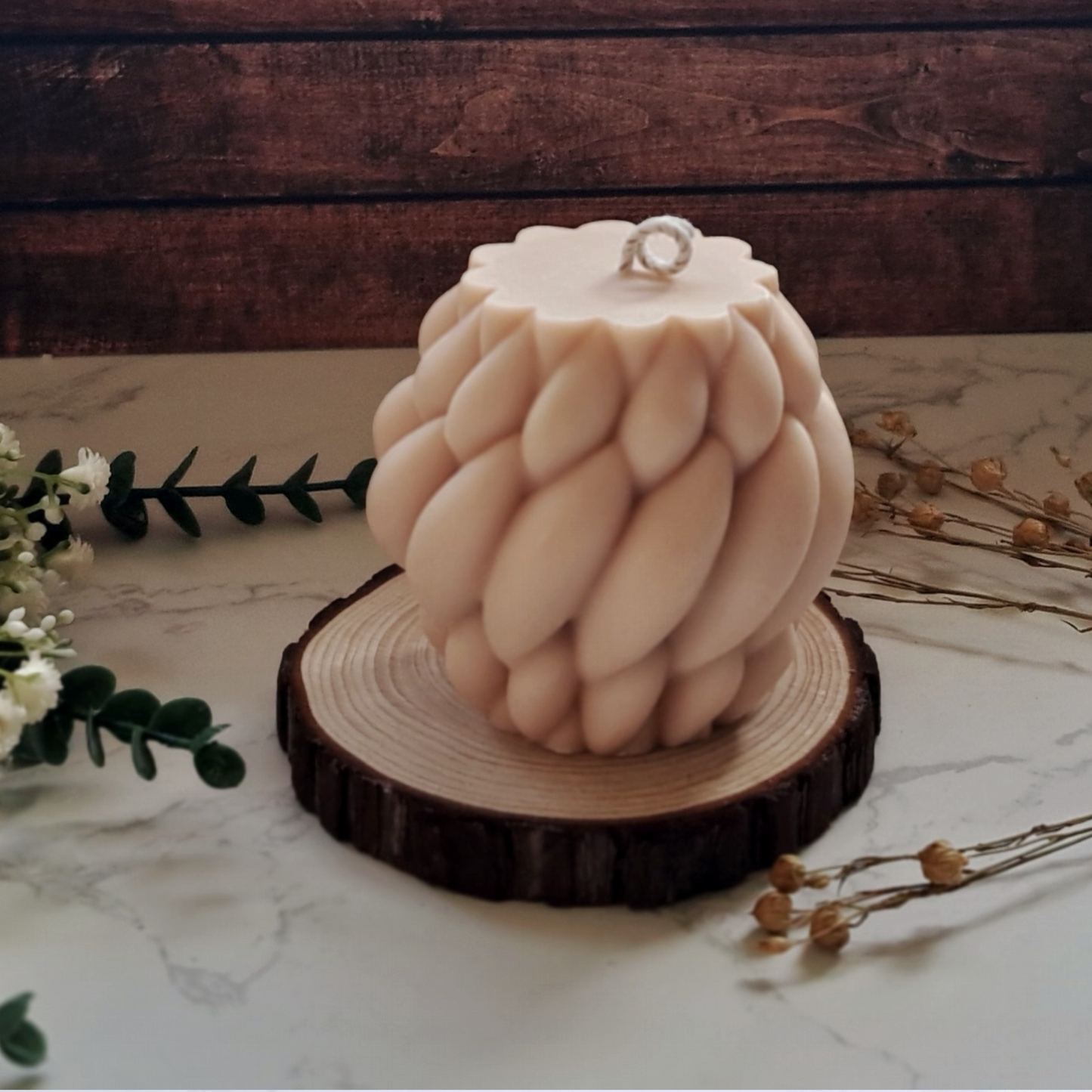 Braided Style Pillar Candle - Unscented