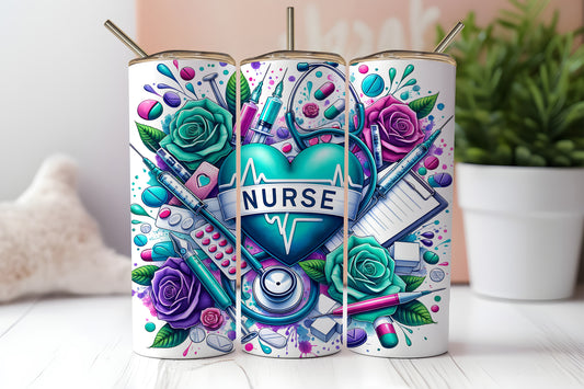 Blue Nurse - 20oz Printed Straight Tumbler