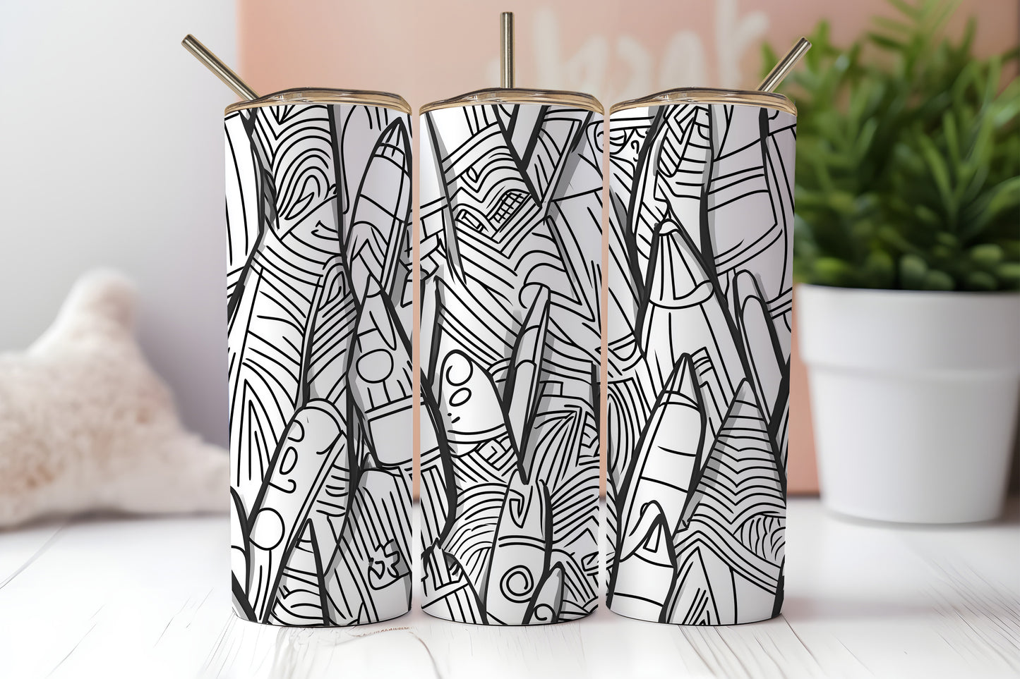 Pencil Design - 20oz Printed Straight Tumbler