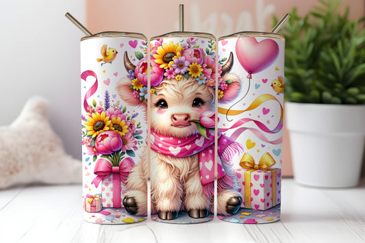 Cute Baby Highland Cow - 20oz Printed Straight Tumbler