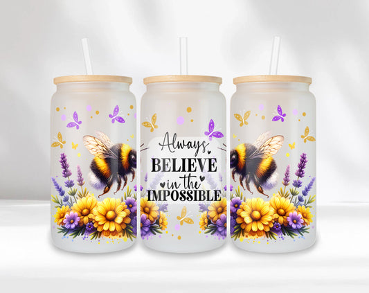 Always Believe - Bees Collection | 16oz Frosted Glass Jars
