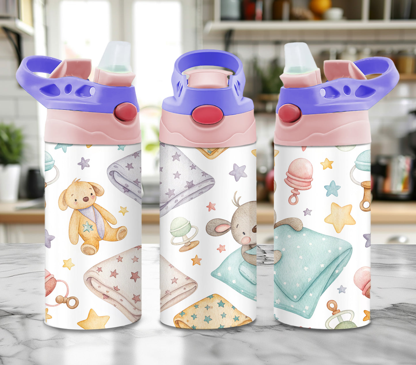 Teddy Pattern - 12oz Kids Tumbler