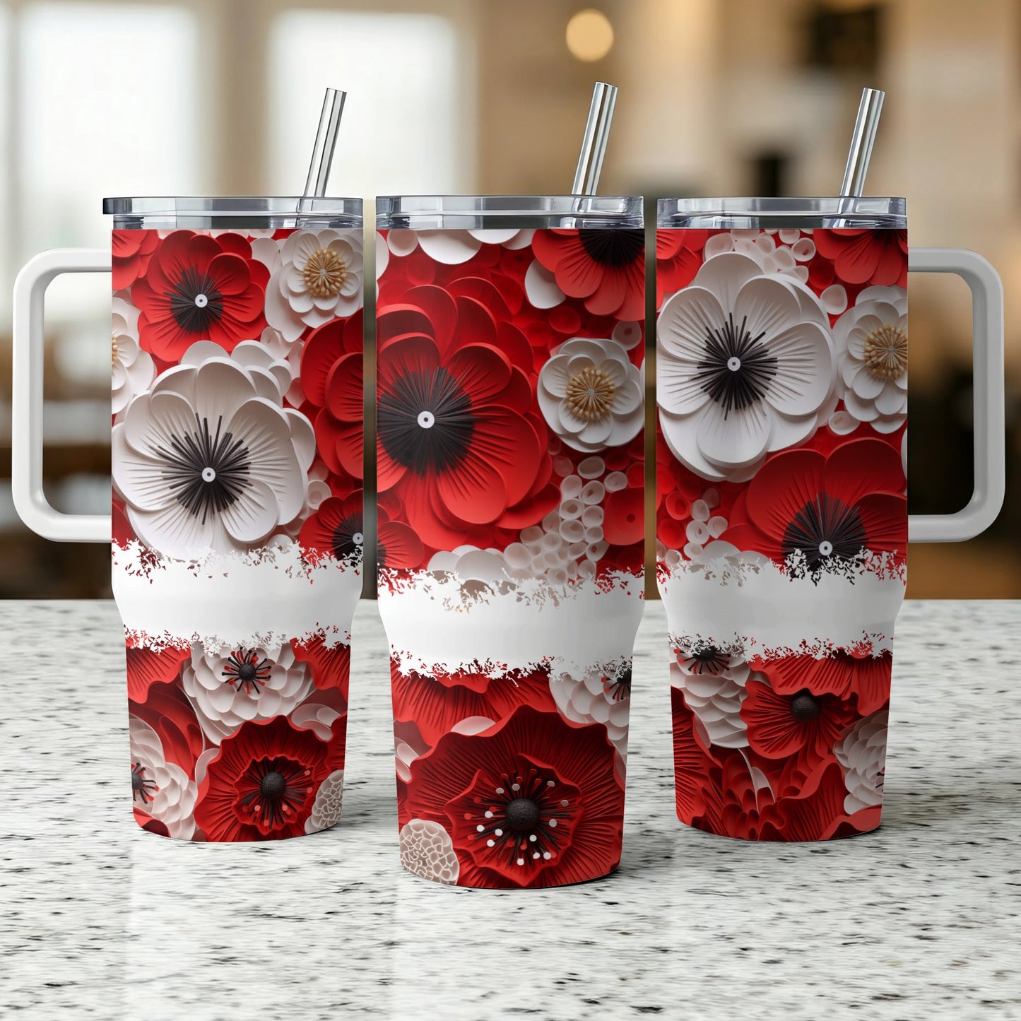 3D Flowers - 40oz Printed Tumbler