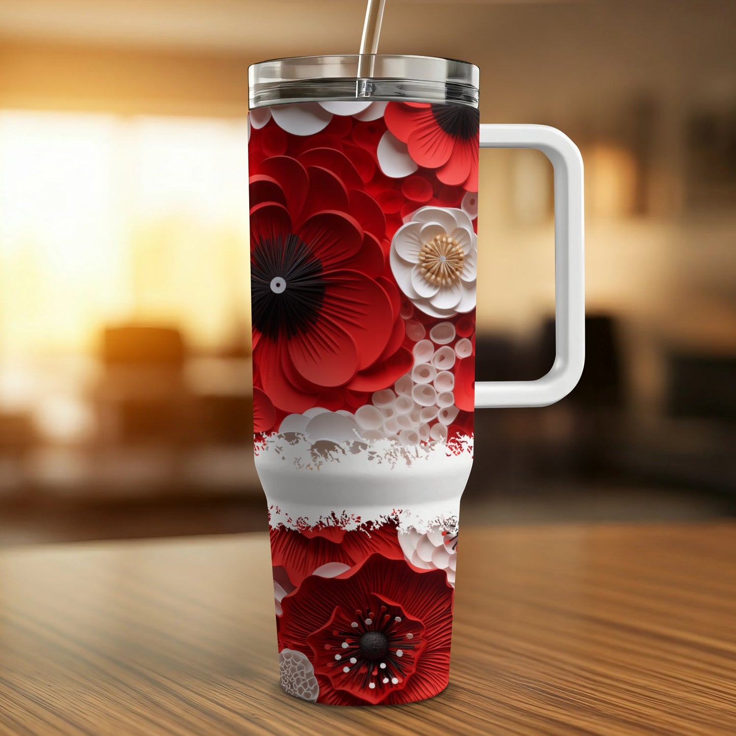3D Flowers - 40oz Printed Tumbler