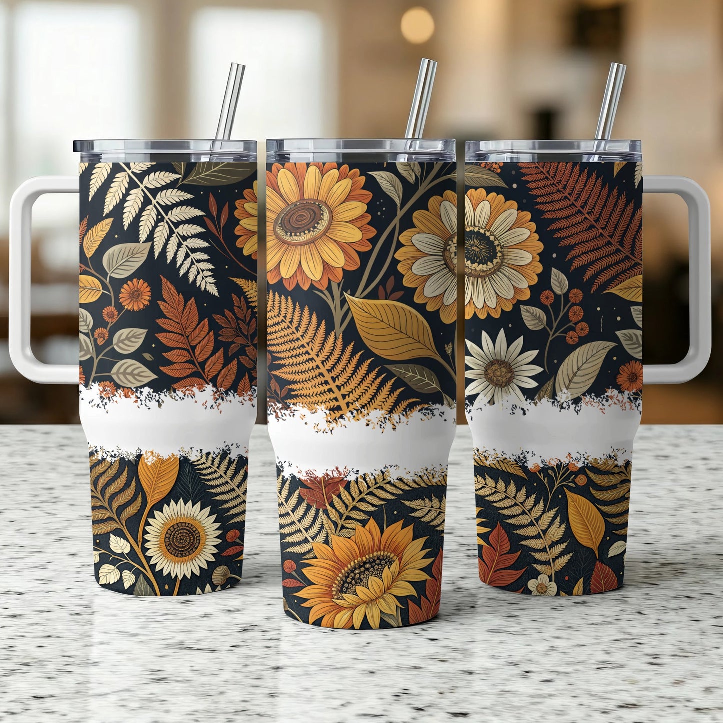 Yellow Flowers - 40oz Printed Tumbler