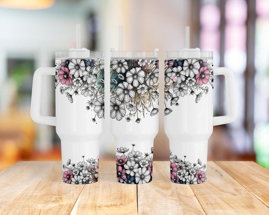Floral design - 40oz  Printed Tumbler
