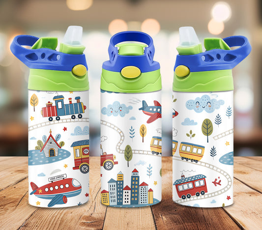 Cars And Trains - 12oz Kids Tumblers