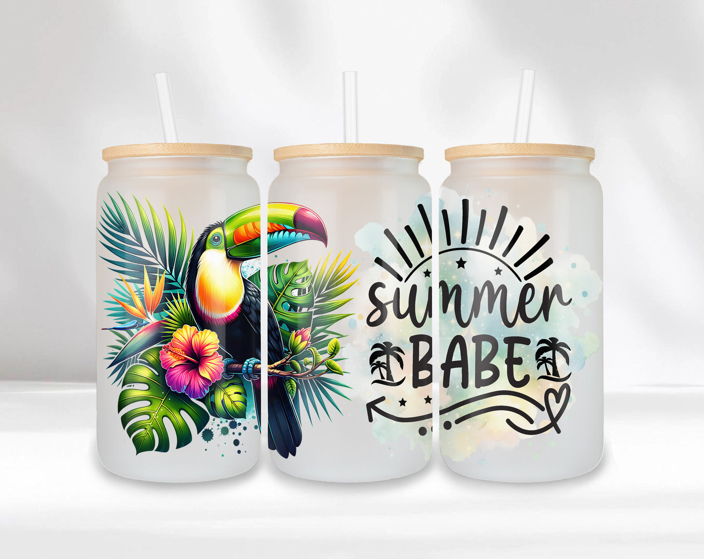 Sunshine Babe - Tropical Collection | 16oz Frosted Glass Jars