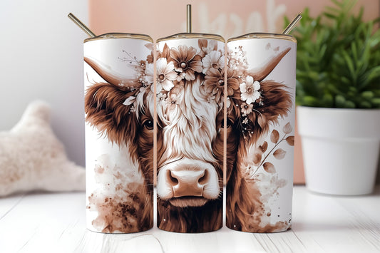 Cute Highland Cow - 20oz Printed Straight Tumbler