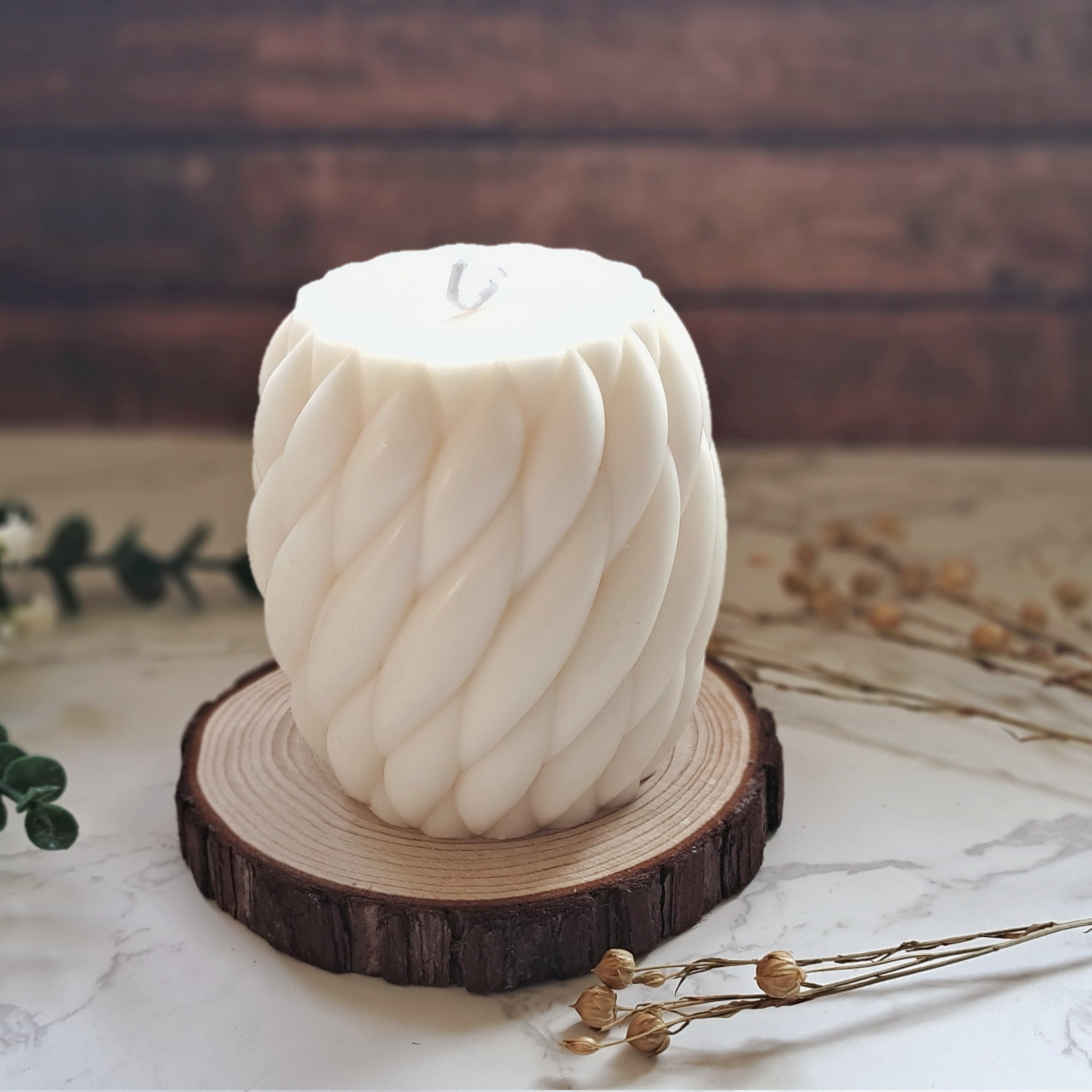 Twist Braided Pillar Candle-Unscented